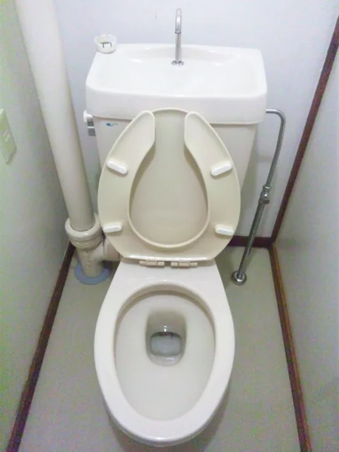 清掃後：便器の内側とタンクの手洗い部分の付着汚れを清掃した状態